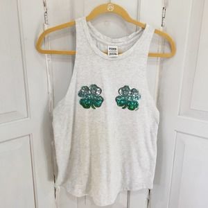 PINK Victoria's Secret Sequin Shamrock Tank